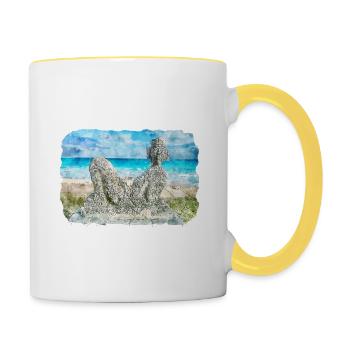 Mexique Aquarelle Esquisse Dessinée à la main Illustration - Mug contrasté - blanc/jaune - Droite