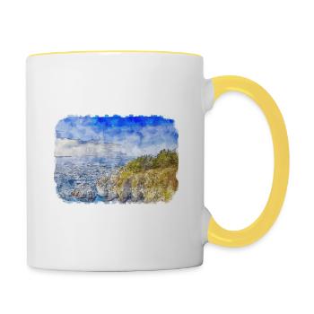 Illustration de croquis à l’aquarelle de Californie usa - Mug contrasté - blanc/jaune - Droite