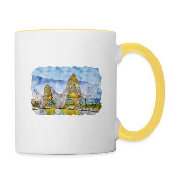 Cape Town South Africa Watercolor Sketch Drawn Pai - Contrasting Mug - white/yellow - Right