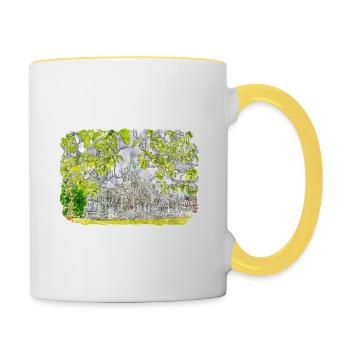 Canada Aquarelle Sketch Illustration dessinée à la main - Mug contrasté - blanc/jaune - Droite
