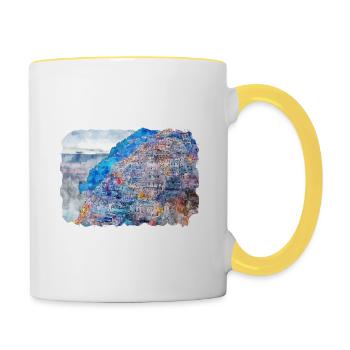 Positano Italy Watercolor Sketch Illustration - Contrasting Mug - white/yellow - Right