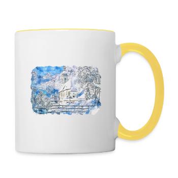 Allemagne Aquarelle Esquisse Dessinée à la main Illustration - Mug contrasté - blanc/jaune - Droite