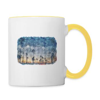 Illustration de croquis à l’aquarelle de Californie usa - Mug contrasté - blanc/jaune - Droite