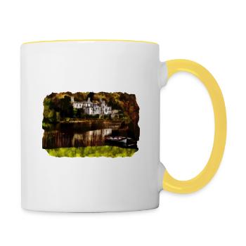 Irlande Royaume-Uni Aquarelle Esquisse Dessinée à la main Peinture - Mug contrasté - blanc/jaune - Droite