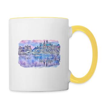Canada Aquarelle Sketch Illustration dessinée à la main - Mug contrasté - blanc/jaune - Droite