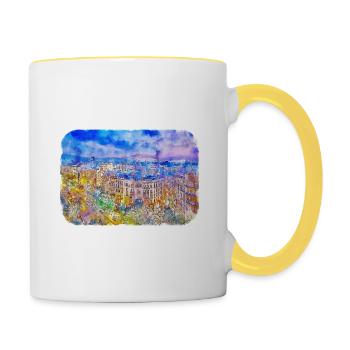 Spain Watercolor Sketch Hand Drawn Illustration - Contrasting Mug - white/yellow - Right