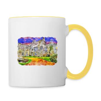 England UK Watercolor Sketch Drawn Illustration - Contrasting Mug - white/yellow - Right