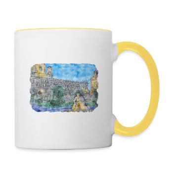 Vienna Austria Watercolor Sketch Painting - Contrasting Mug - white/yellow - Right