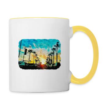 Illustration de croquis à l’aquarelle de Californie usa - Mug contrasté - blanc/jaune - Droite