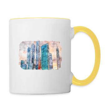 Moscou Russie Aquarelle Sketch Illustration - Mug contrasté - blanc/jaune - Droite