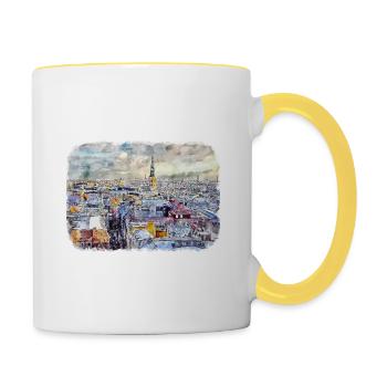 Copenhague Danemark Aquarelle Sketch Illustration - Mug contrasté - blanc/jaune - Droite