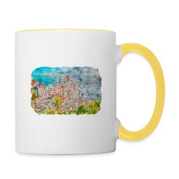 Italy Watercolor Sketch Hand Drawn Illustration - Contrasting Mug - white/yellow - Right