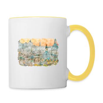 Rome Italy Watercolor Sketch Drawn Illustration - Contrasting Mug - white/yellow - Right