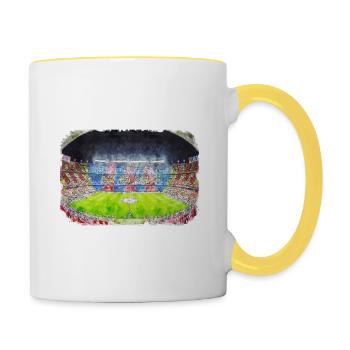 Barcelona Spanien Aquarellskizze Gezeichnete Zeichnung - Tasse zweifarbig - Weiß/Gelb - Rechts