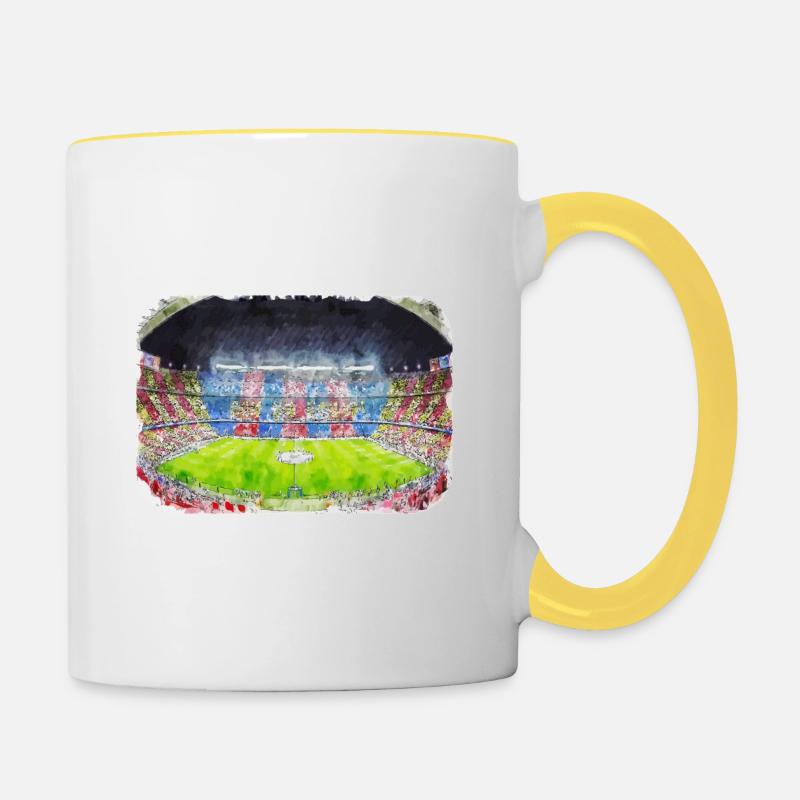 Barcelone Espagne Aquarelle Esquisse Dessin Dessiné - Mug contrasté - blanc/jaune