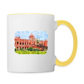 Dhaka Bangladesh Watercolor Sketch Drawn Illustrat - Contrasting Mug - white/yellow - Right
