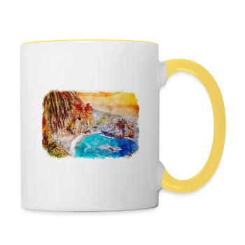 Illustration de croquis à l’aquarelle de Californie usa - Mug contrasté - blanc/jaune - Droite