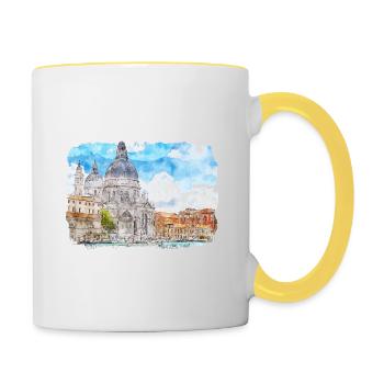 Italy Watercolor Sketch Hand Drawn Illustration - Contrasting Mug - white/yellow - Right