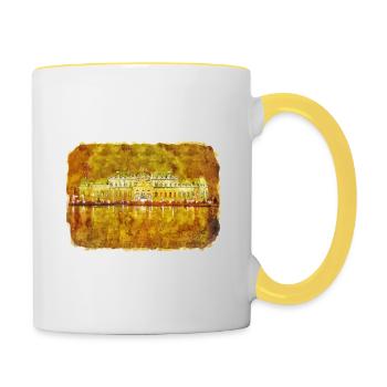 Vienna Austria Watercolor Sketch Illustration - Contrasting Mug - white/yellow - Right