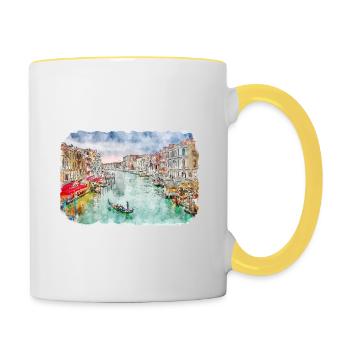 Italy Watercolor Sketch Hand Drawn Illustration - Contrasting Mug - white/yellow - Right