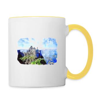 Irlande Royaume-Uni Aquarelle Esquisse Dessinée à la main Peinture - Mug contrasté - blanc/jaune - Droite