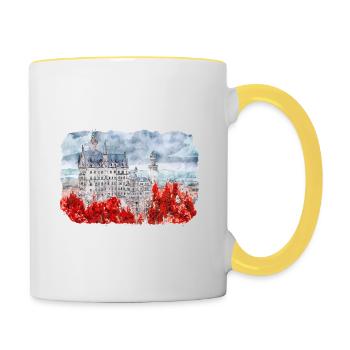 Allemagne Aquarelle Esquisse Dessinée à la main Illustration - Mug contrasté - blanc/jaune - Droite