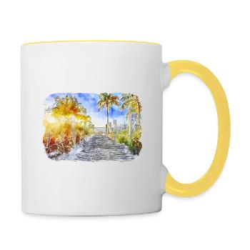 Florida USA Watercolor Sketch Drawn Illustration - Contrasting Mug - white/yellow - Right