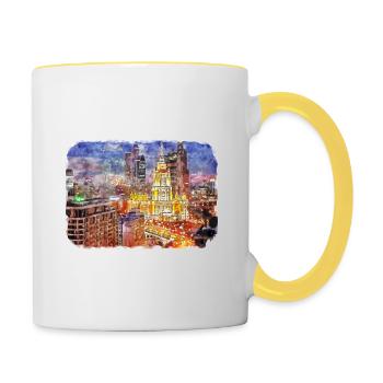 Moscou Russie Aquarelle Sketch Illustration - Mug contrasté - blanc/jaune - Droite