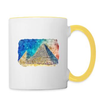 Le Caire Egypte Aquarelle Esquisse Dessinée Illustration - Mug contrasté - blanc/jaune - Droite