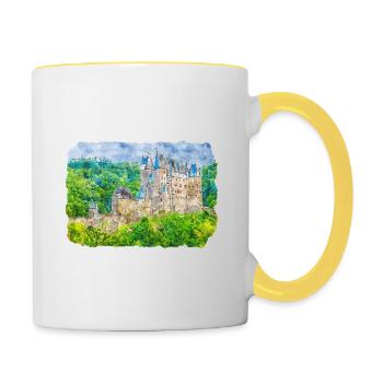 Allemagne Aquarelle Esquisse Dessinée à la main Illustration - Mug contrasté - blanc/jaune - Droite