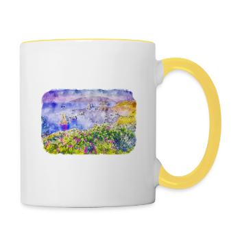 Spain Watercolor Sketch Hand Drawn Illustration - Contrasting Mug - white/yellow - Right