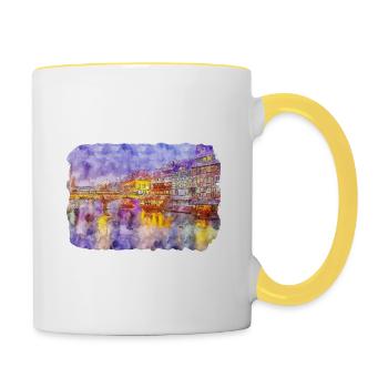 Strasbourg France Watercolor Sketch Drawn Illustra - Contrasting Mug - white/yellow - Right