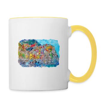 Italy Watercolor Sketch Hand Drawn Illustration - Contrasting Mug - white/yellow - Right