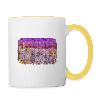 China Watercolor Sketch Hand Drawn Illustration - Contrasting Mug - white/yellow - Right