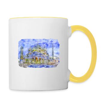 Malaisie Aquarelle Esquisse Dessinée à la Main Illustration - Mug contrasté - blanc/jaune - Droite
