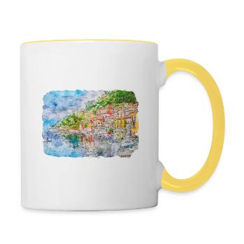 Italy Watercolor Sketch Hand Drawn Illustration - Contrasting Mug - white/yellow - Right