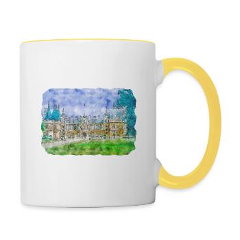Uk Landmark Watercolor Sketch Painting Illustratio - Contrasting Mug - white/yellow - Right
