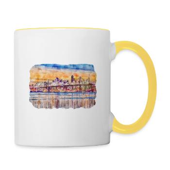San Francisco Usa Watercolor Sketch Painting - Contrasting Mug - white/yellow - Right