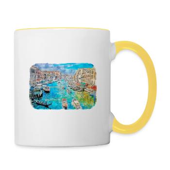 Italy Watercolor Sketch Hand Drawn Illustration - Contrasting Mug - white/yellow - Right