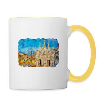 Italy Watercolor Sketch Hand Drawn Illustration - Contrasting Mug - white/yellow - Right