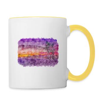 Illustration de croquis à l’aquarelle de Californie usa - Mug contrasté - blanc/jaune - Droite