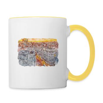 Spain Watercolor Sketch Hand Drawn Illustration - Contrasting Mug - white/yellow - Right