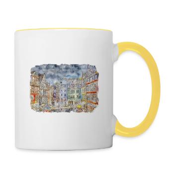 Allemagne Aquarelle Esquisse Dessinée à la main Illustration - Mug contrasté - blanc/jaune - Droite