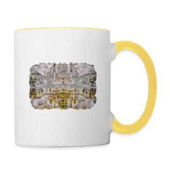 Vienne Autriche Aquarelle Esquisse Dessinée Illustratio - Mug contrasté - blanc/jaune - Droite