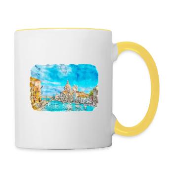 Italy Watercolor Sketch Hand Drawn Illustration - Contrasting Mug - white/yellow - Right
