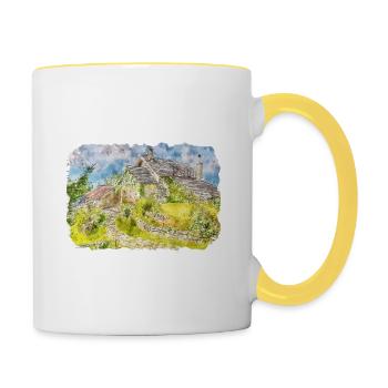 Italy Watercolor Sketch Hand Drawn Illustration - Contrasting Mug - white/yellow - Right