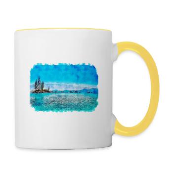 Illustration de croquis à l’aquarelle de Californie usa - Mug contrasté - blanc/jaune - Droite