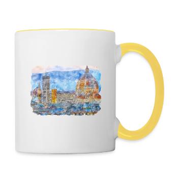 Italy Watercolor Sketch Hand Drawn Illustration - Contrasting Mug - white/yellow - Right