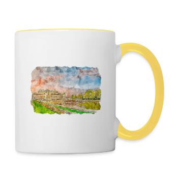 Vienna Austria Watercolor Sketch Drawn Illustratio - Contrasting Mug - white/yellow - Right