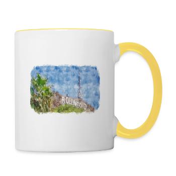 Illustration de croquis à l’aquarelle de Californie usa - Mug contrasté - blanc/jaune - Droite
